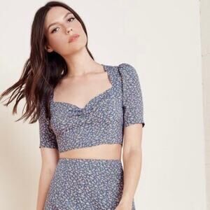 Reformation Eugenia Ditzy Floral Crop Top Blouse size 6